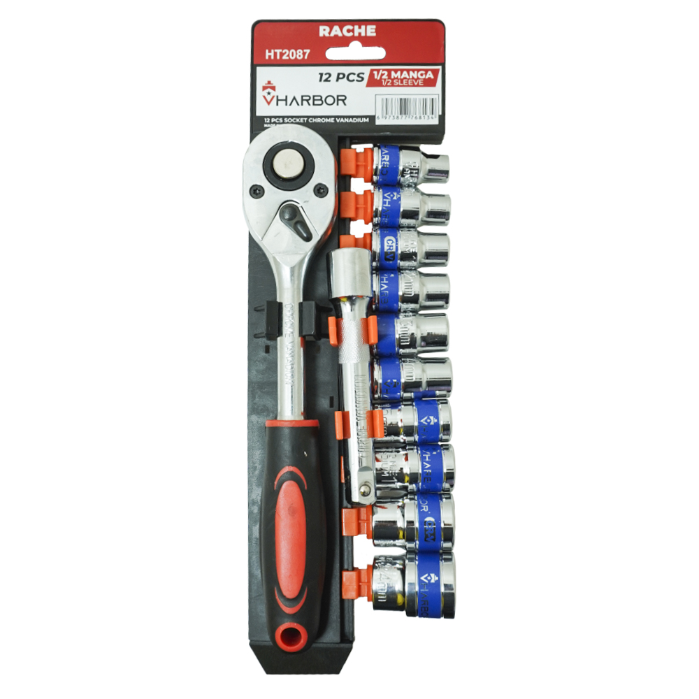 RACHET WRENCH WITH CUPS 1/2 X 12 PCS VHARBOR
