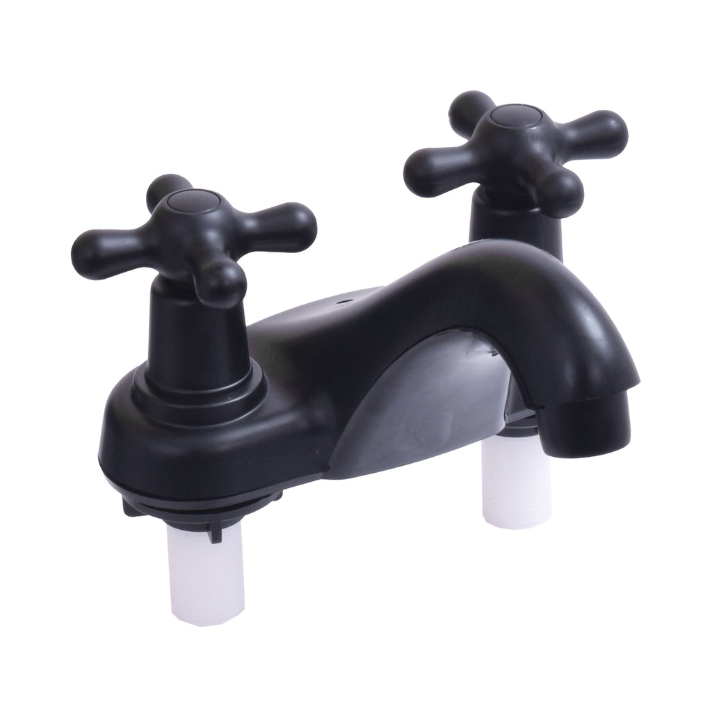 DECK MOUNT BATHROOM SINK FAUCET DOUBLE CROSS HANDLE MATTE BLACK UDUKE