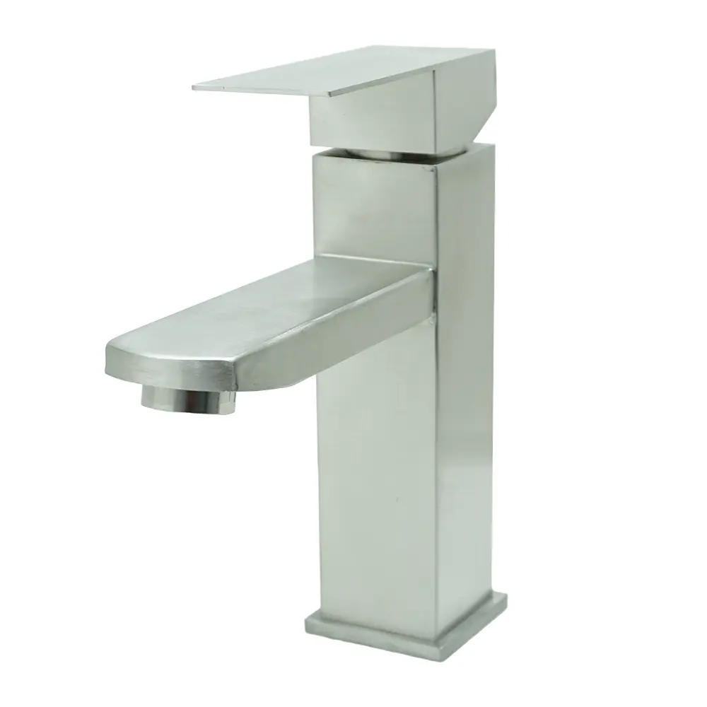 BATHROOM LUXURY FAUCET SINGLE CONTROL STAINLESS STEEL SATIN SQUARE 18 CM UDUKE