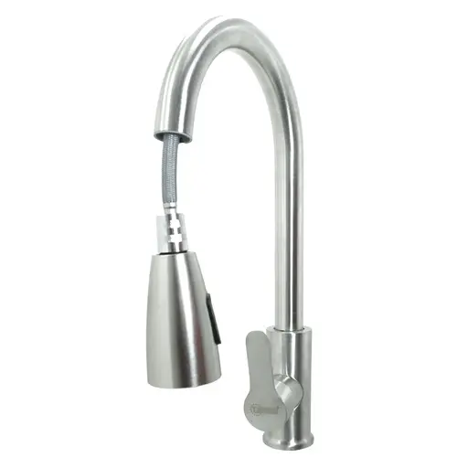 LLAVE LAVAPLATOS CABEZA EXTRAIBLE MONOCONTROL ACERO INOXIDABLE REDONDA SATINADA UDUKE