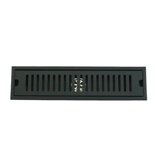 REJILLA SIFON PISO CORRIENTE ACERO INOXIDABLE NEGRA 10 X 40 CM UDUKE