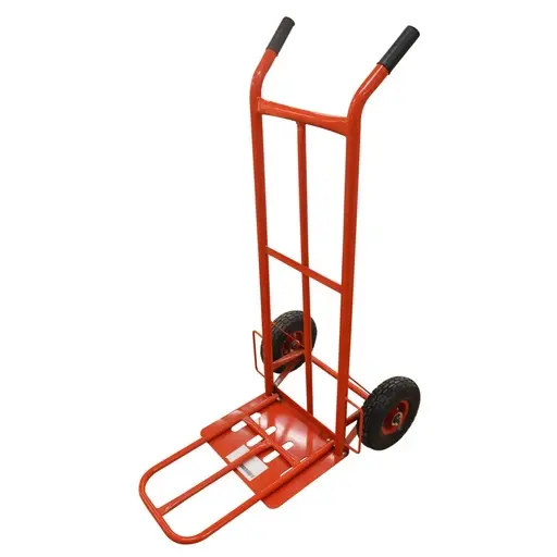 CARRETILLA NARANJA ROJA CAPACIDAD 200 KLGS DOBLE USO LLANTA MACIZA