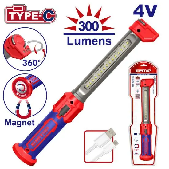 CORDLESS WORK LAMP 4V 3.5W 300 LUMENS EMTOP