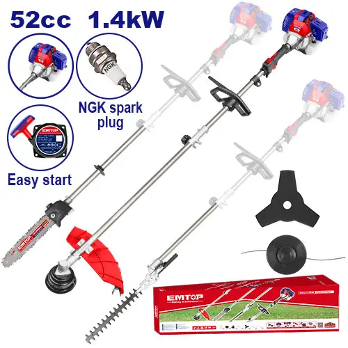GASOLINE HEDGE TRIMMER MULTI TOOL 4 IN 1 EMTOP