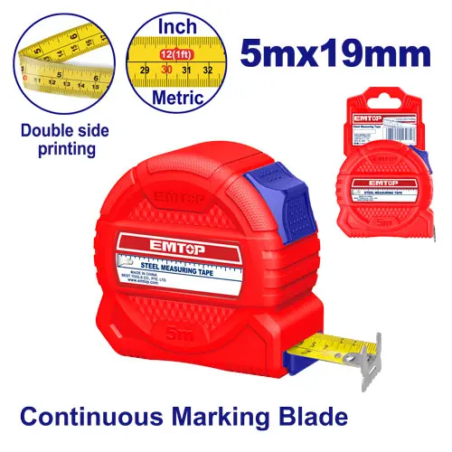  MEASURING TAPE 5 MTS X 19 MM EMTOP