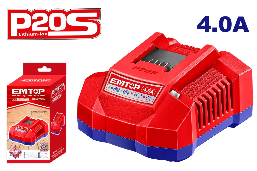 CARGADOR DE BATERIAS 20V  4.0 AH CON INDICADOR LED 