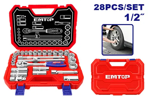JUEGO DE DADOS 1/2", 28 PIEZAS 