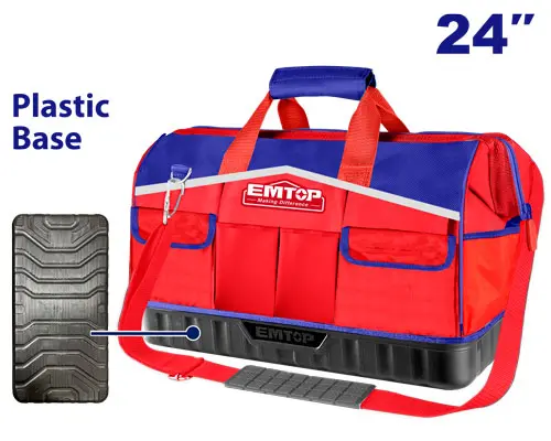 BOLSA DE HERRAMIENTA 24" CAP.25KG BASE PLASTICO REFORZADO EMTOP