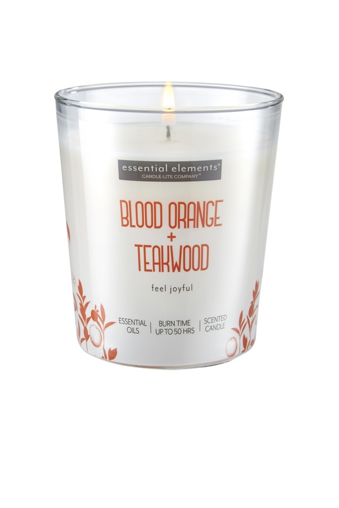9 oz. Shrink Sleeve w/Metal Lid  Blood Orange & Teakwood