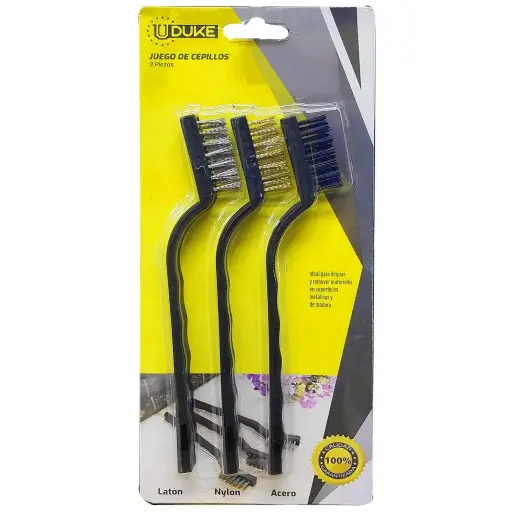 [HT1086] WIRE BRUSH 7" SET X 3 PCS UDUKE BRASS-NYLON-STEEL