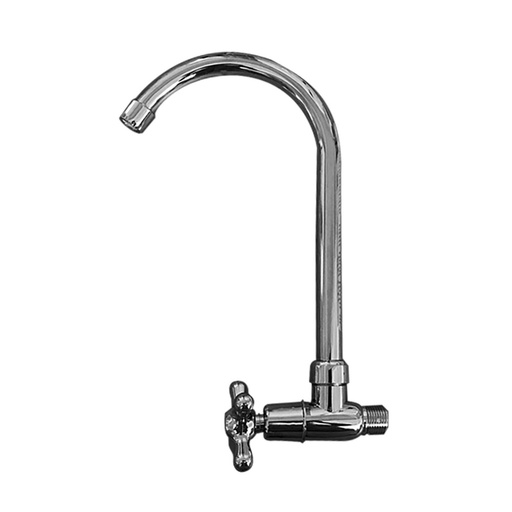 [HT1186] LLAVE PARA LAVAPLATOS PARED CUELLO DE GANSO ABS CROMADO CRUCETA