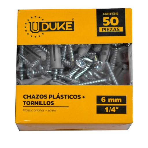 [HT1238] CHAZO PLASTICO CON TORNILLO 6 MM  1/4 X 50 UNDS