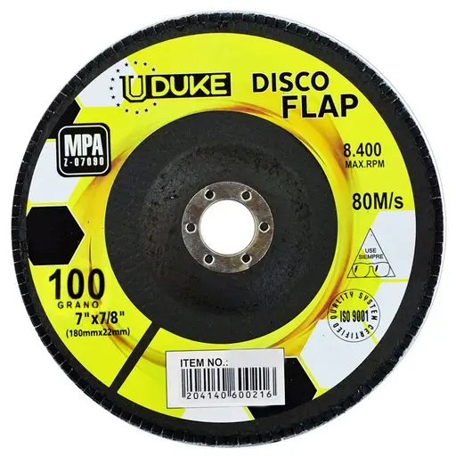[HT1342] FLAP DISC 7" GRIT 100 UDUKE 115 MM X 22 MM 
