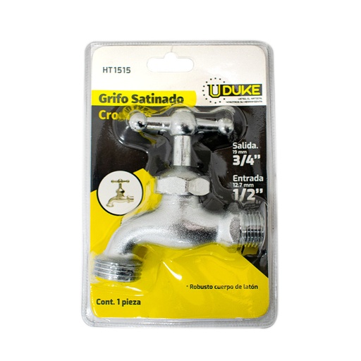 [HT1515] GRIFO CROMADO SATINADO 1/2" EN BLISTER MARIPOSA METALICA UDUKE