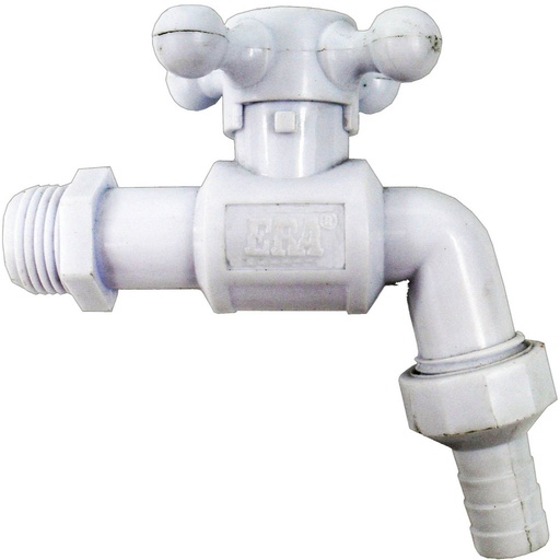 [HT20147] WHITE PLASTIC FAUCET GG CROSS HANDLE WITH CONNECTOR