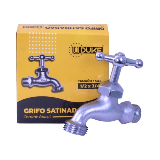 [HT20580] GRIFO CROMADO SATINADO 1/2" EN CAJA MARIPOSA METALICA