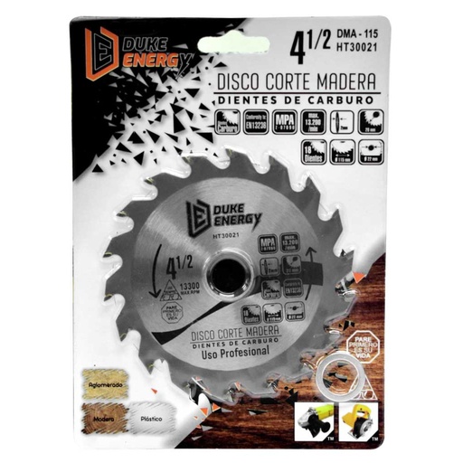 [HT30021] CARBIDE CIRCULAR SAW BLADE 4 1/2" X 18 DUKE ENERGY