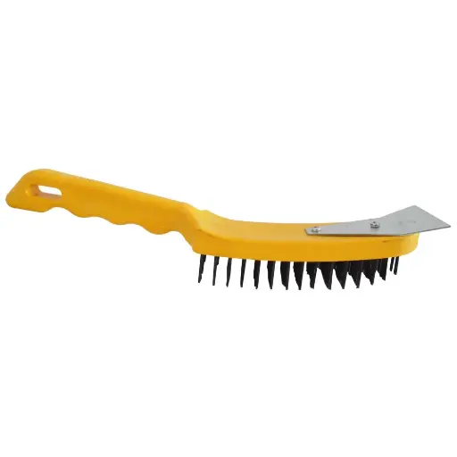 [HT30570] STEEL WIRE BRUSH PLASTIC HANDLE YELLOW