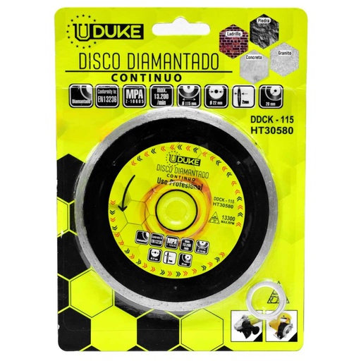 [HT30580] DISCO DIAMANTADO CONTINUO 4 1/2 FINO CERTIFICADO