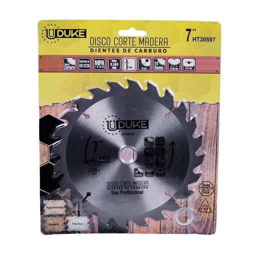 [HT30597] DISCO DE CORTE 7" PARA MADERA 24 DIENTES 180 X 2.2 X 20 UDUKE