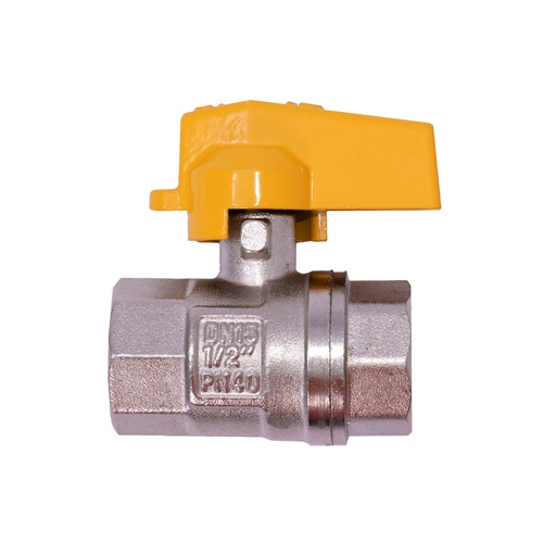 [HT70006] CHROME GAS VALVE PN40 YELLOW HANDLE