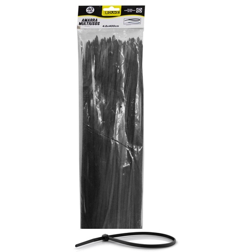 [HT70040] AMARRA CORREA PLASTICA NEGRA      4.8 X 400 MM 40 CM 100 UND