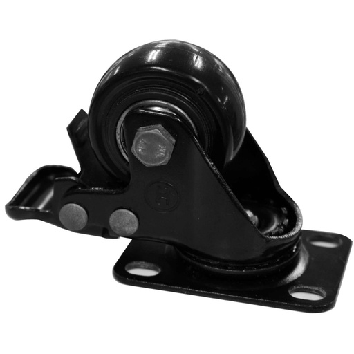 [HT80019] RODACHINES 1 1/2 PLANO NEGRO CON FRENO GIRATORIO 40MM 70KG 