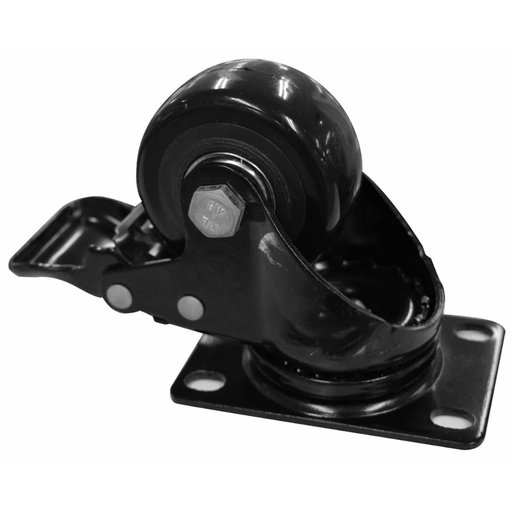 [HT80021] RODACHINES 2 1/2 PLANO NEGRO CON FRENO GIRATORIO 65MM 90KG