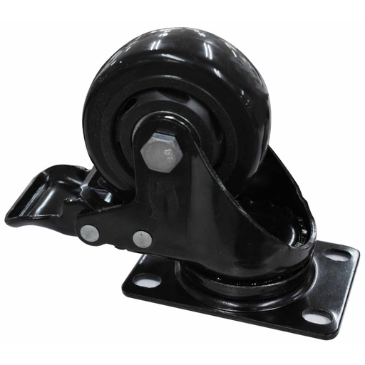 [HT80022] BLACK SWIVEL CASTER WHEEL WITH BRAKE 3" 75 MM 100 KG