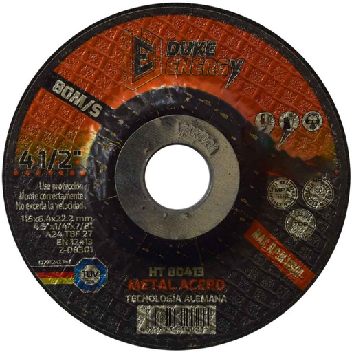 [HT80413] METAL GRINDING DISC 4 1/2 X 1/4 X 7/8 DUKE ENERGY