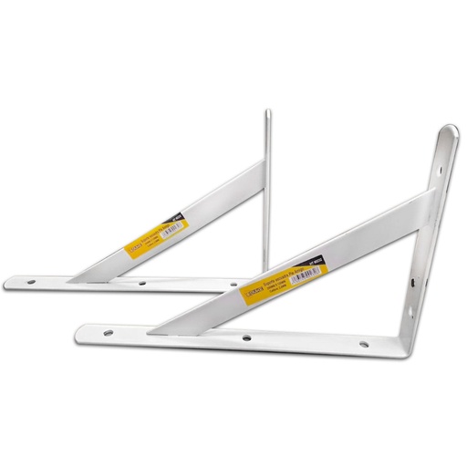 [HT90233] SHELF BRACKET WITH MIDDLE REINFORCEMENT WHITE UDUKE PRICE PER PAIR 10 X 6 