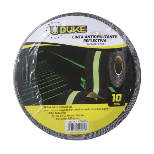 [HT90375] CINTA ADHESIVA ANTIDESLIZANTE 2 X 10 MTS REFLECTIVA NEGRA UDUKE