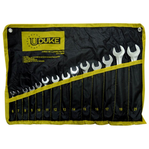 [HTY0032] LLAVE MIXTA JUEGO X 14 PCS (6-21 MM) CR/V UDUKE 