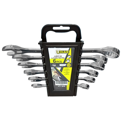 [HTY0076] LLAVE MIXTA JUEGO X 6 PCS BLISTER (8-10-11-13-14-17MM) CR/V UDUKE (HTY0076)