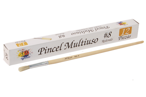 [PAC20020-1717] ROUND PAINT BRUSH NO.8 PAQ X 12 PCS