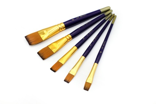 [PAC20051-77] FLAT BRUSH SET ASSORTED SIZES 1.5", 1", 3/4", 1/2", NO.10 PACK X 5 PCS