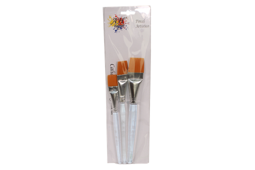 [PAC20729-423] PINCEL PLANO ACRILICO PAQ X 3 PCS
