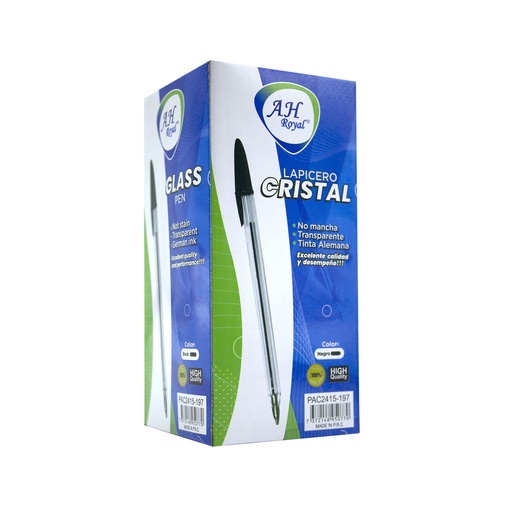 [PAC2415-197] BOLIGRAFO NEGRO PUNTA MEDIA  CAJA X 50UNDS