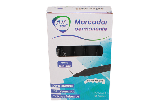 [PAC70574-2566] MARCADOR PERMANENTE BISEL NEGRO CAJA X 10 UNDS