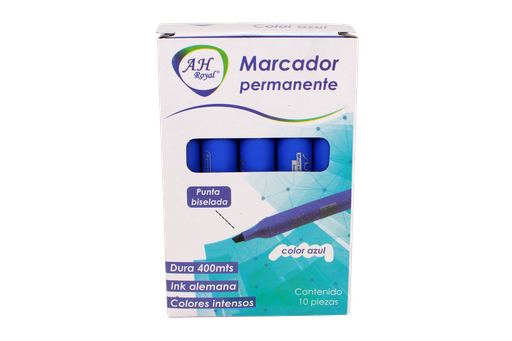 [PAC70575-2567] MARCADOR PERMANENTE BISEL AZUL CAJA X 10 UNDS
