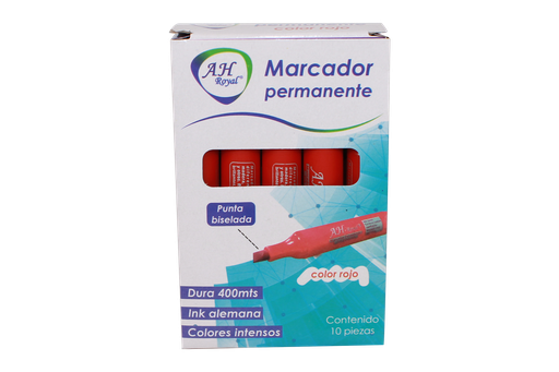 [PAC70576-2568] MARCADOR PERMANENTE BISEL ROJO CAJA X 10 UNDS