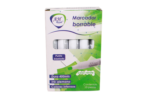 [PAC70585-800] MARCADOR BORRABLE BISEL VERDE CAJA X 10 UNDS