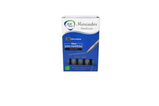[PAC90023-1160] MARCADOR  METAL PLATA CAJA X10 UNDS
