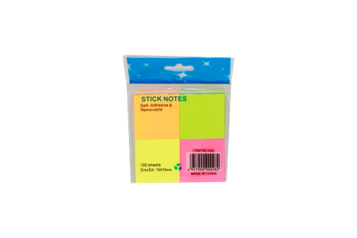 [PAC90423-897] NOTAS ADHESIVAS NEON X 4 COLORES 1.5"X1.5"X100 HOJAS