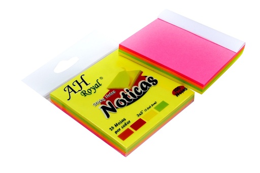 [PAC90508-601] NOTAS ADHESIVAS 4 COLORES NEÓN 3"X3"X100 HOJAS 