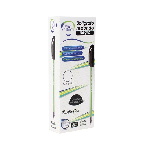 [PA2065] BOLIGRAFO NEGRO REDONDO 0.7MM SEMIGEL CAJA X 12 UNDS