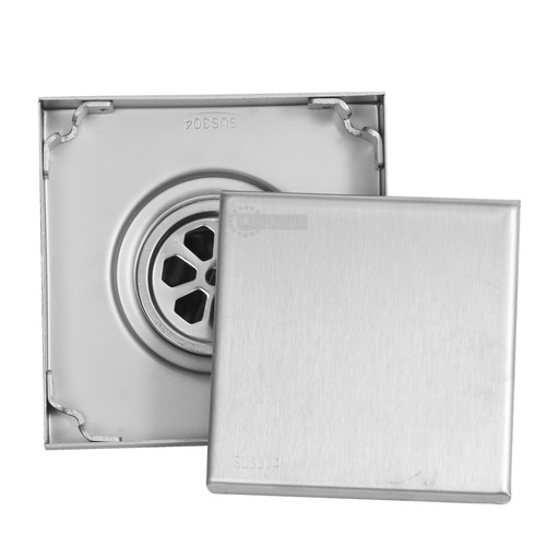 [HT1582] REJILLA SIFON PISO INVISIBLE  ACERO INOXIDABLE 10X10 UDUKE