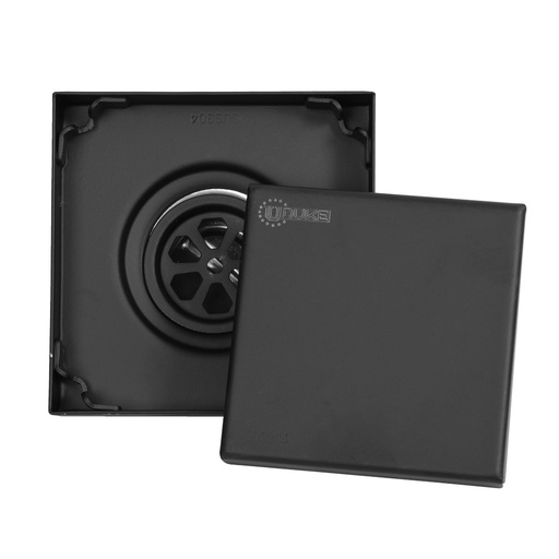 [HT1583] REJILLA SIFON  PISO INVISIBLE ACERO INOXIDABLE NEGRA 10X10 UDUKE
