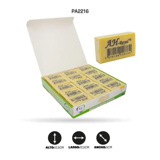 [PAC3197] BORRADOR PVC AMARILLO DISPLAY X 30 UNIDADES