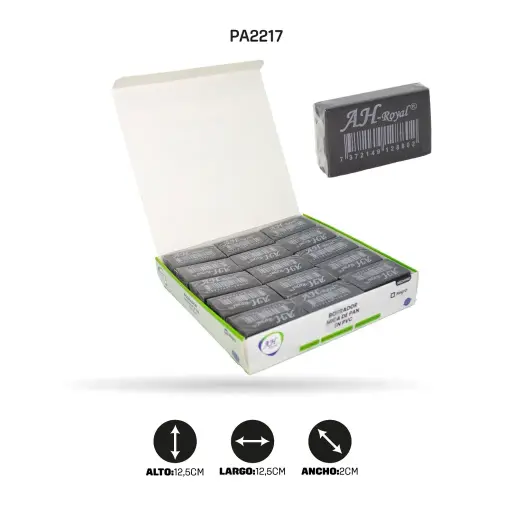 [PAC3198] BORRADOR PVC NEGRO DISPLAY X 30 UNIDADES